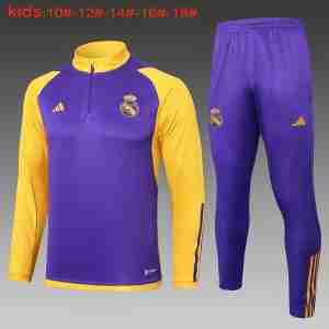 Sudadera Entrenamiento Ninos Real Madrid 2024 2025 Purpura Amarillo