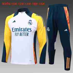 Sudadera De Training Ninos Real Madrid 2024 2025 Blanco Amarillo