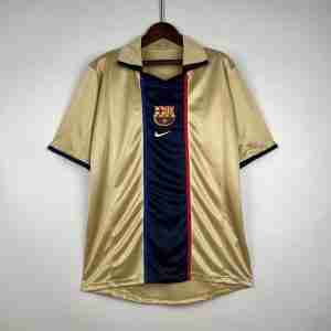 Tailandia Equipacion FC Barcelona Segunda Retro 2002 Oro