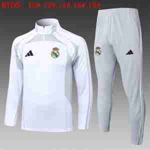 Sudadera Entrenamiento Niños Real Madrid 2025 2026 Blanco Gris